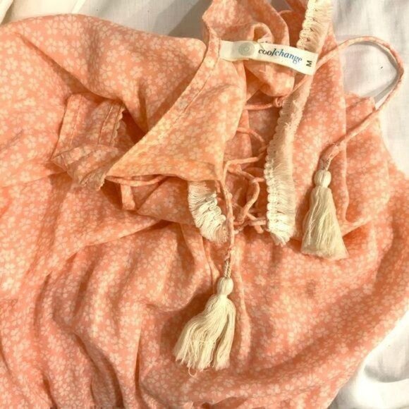 NWOT..Coolchange  dress Med Melon& White beautiful - Picture 4 of 5